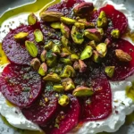 Feta battue, betteraves, pistaches