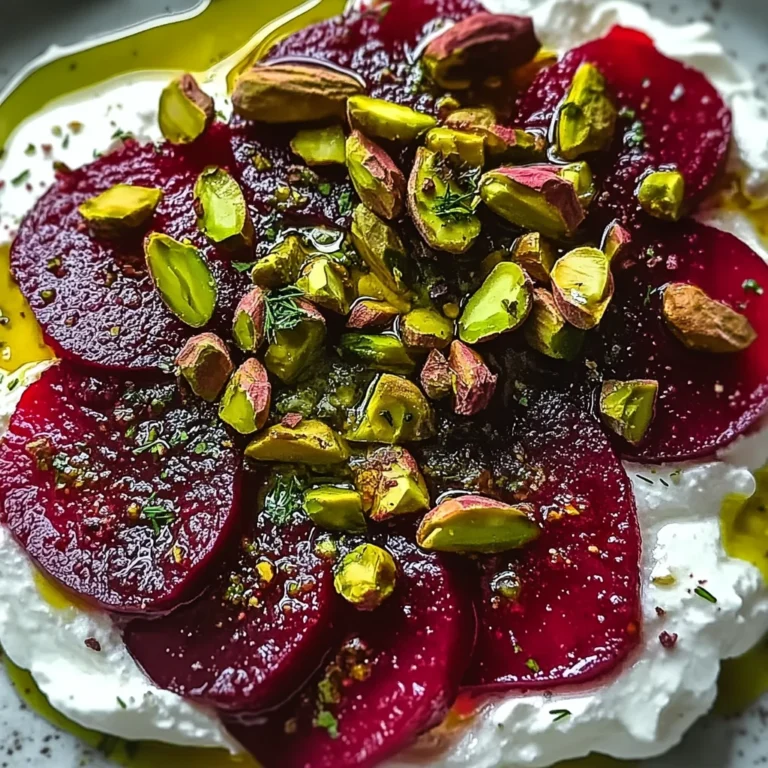 Feta battue, betteraves, pistaches