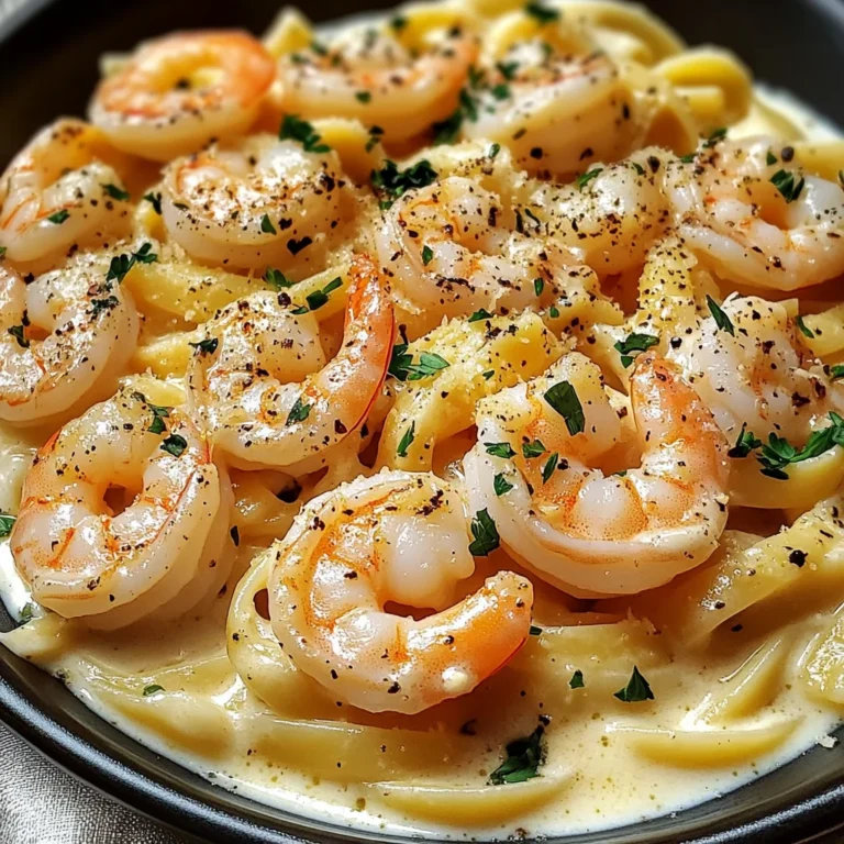 Pâtes crémeuses ail crevettes